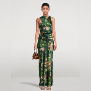 Reformation Anaiis Silk Green Floral Maxi Dress in Belvedere